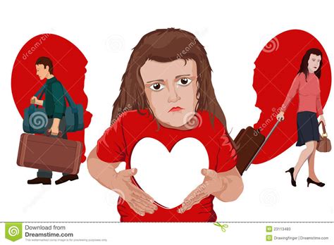 Divorced Parents And Sad Child Cartoon Vector