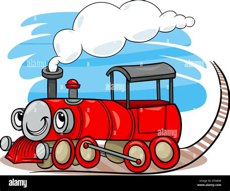 Cartoon Illustration Lustig Dampflok Lokomotive Oder Kugelfisch Bauch Zug Verkehr Charakter