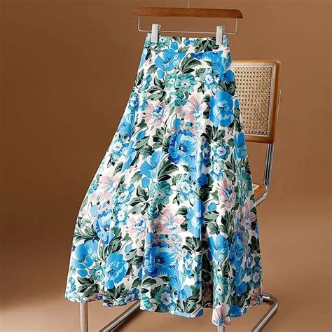 TIGENA Aesthetic Floral Print Chiffon Long Skirt Women 2023 Summer Boho