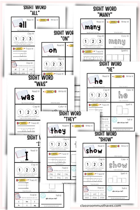 Kindergarten Sight Word Workbook Classroom Must Haves