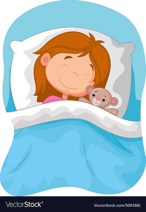 Cartoon Girl Sleeping With Stuffed Bear Royalty Free Vector Sleep
