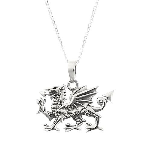 Welsh Dragon Necklace Sterling Silver Dragon Necklace Silver