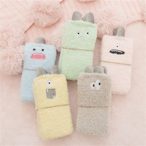 Peonfly Embroidery Monster Thickening Women Cotton Keep Warm Sleep Funny Cute Socks Female