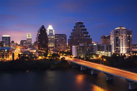 Downtown Austin, Texas at night Copyright Austin Chamber of Commerce | Austin skyline, Austin ...
