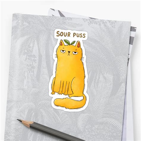 Sour Puss Sticker By Taniasamoshkina Redbubble