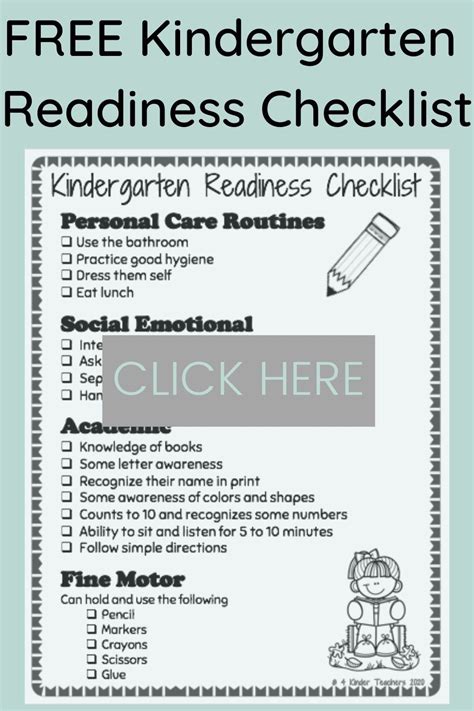 Kindergarten Readiness Checklist Printable