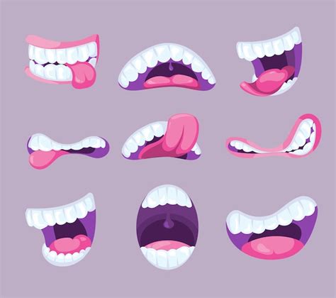 Premium Vector Funny Vector Comic Mouths Expressing Different