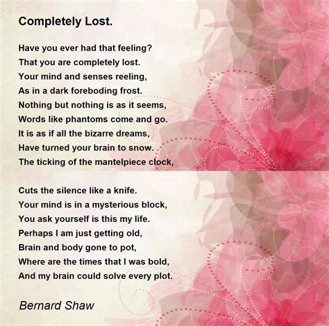 Completely Lost. Poem by Bernard Shaw - Poem Hunter
