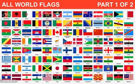 Vetores De Todas As Bandeiras Do Mundo Em Ordem Alfabética Parte 1 De 2
