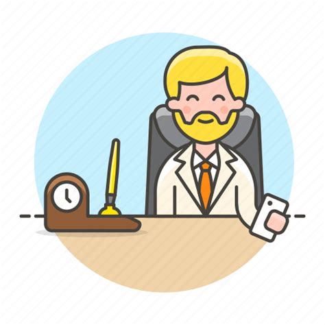 Job Male Office Desk Sit Boss Phone Icon Download On Iconfinder