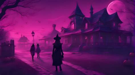 Premium AI Image Halloween Background With Witch And Haunted House3d