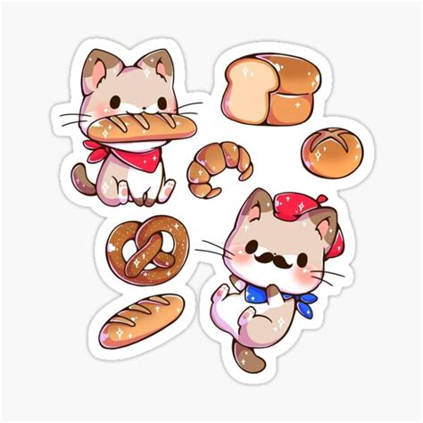 Cute Bread Cat Sticker For Sale By Anyvushop Redbubble