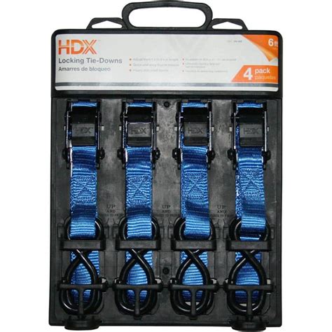 Hdx 6 Ft X 1 In Locking Tie Downs 4 Pack Fh8381 The Home Depot
