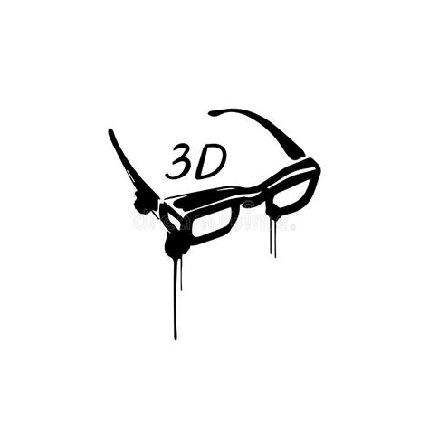 3d Glasses Sketch On A White Isolated Background Vector Hand Drawn