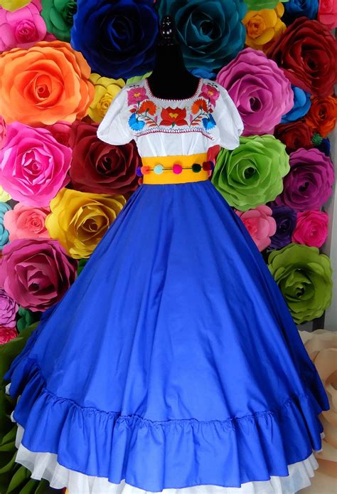 Subscribe for exclusive news and discounts. Mexican BLUE solid skirt Handmade- Beautiful- Frida Kahlo ...