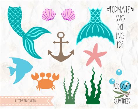 Under the sea vector illustration. Mermaid Party Collection in SVG, EPS, PDF, DXF, PNG ...
