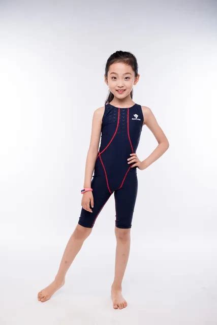 Hxby Girl Sport Competition Plus Size Swimwear Children Long Knee