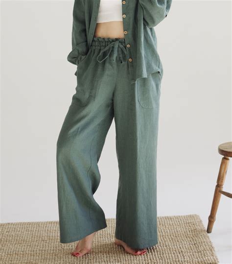 Linen Two Piece Set For Women With Pants And Shirt Linen Etsy