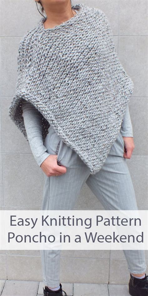 Knitting Pattern For Easy Beginner Poncho To Finish In A Weekend
