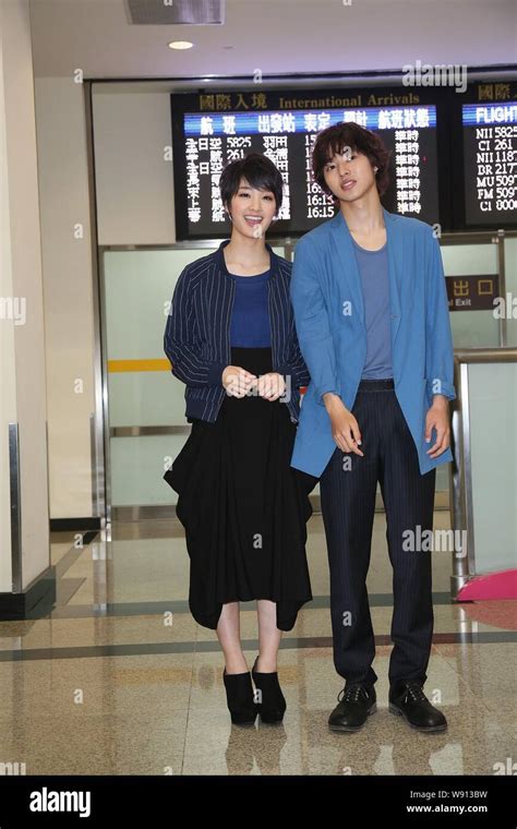japanese actress ayame goriki left and actor kento yamazaki pose at the taiwan taoyuan