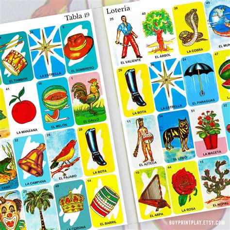 50 mexican loteria game cards 2 different versions 100 etsy