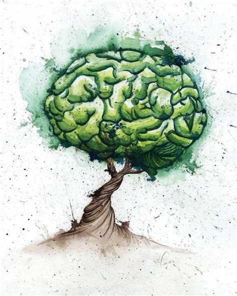 Brain Tree Camp Cranium Watercolor Etsy