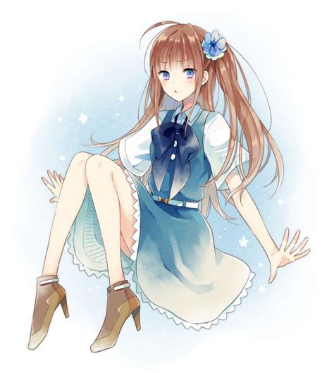 Anime Picture Search Engine 1girl Ahoge Asymmetrical Hair Blue Dress