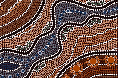 A Illustration Based On Aboriginal Style Of Dot Painting Depicting