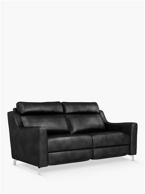 John Lewis Elevate Large 2 Seater Leather Sofa Metal Leg Contempo Black