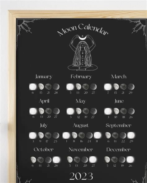 A4 Printable Lunar Calendar 2023 Moon Phases Calendar Etsy