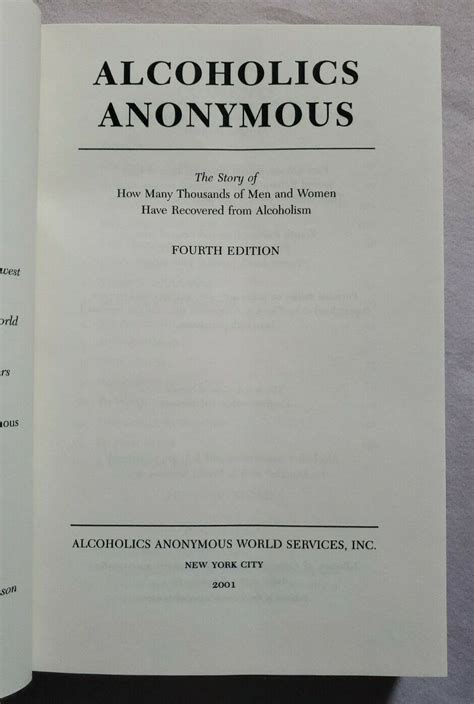 Alcoholics Anonymous Fourth Edition Hardcover Ebay