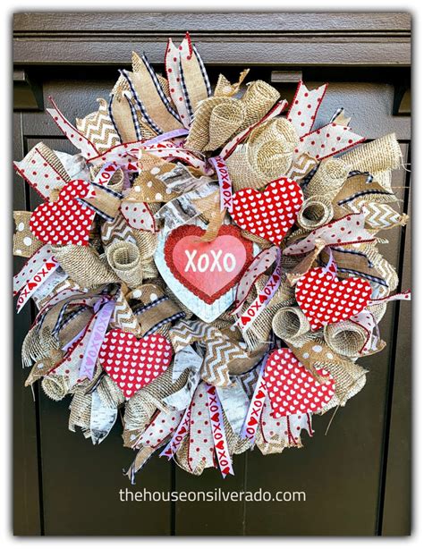 Diy Burlap And Ribbon Valentines Day Wreath The House On Silverado