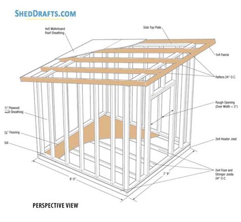 8×8 Sloped Roof Shed Plans