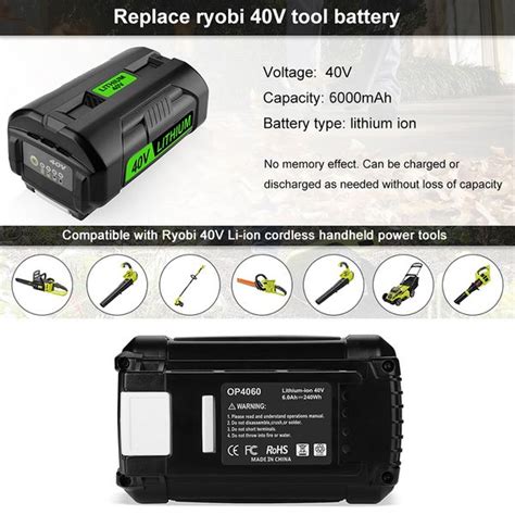 40v 6000mah Li Ion Replacement Battery For Ryobi Op4050a Op4026 Ry40200