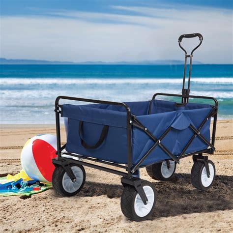 Outdoor Folding Wagon 4 Wheels Collapsible Utility Cart Portable