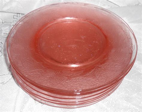 Vintage Plate Pink Depression Glass Macbeth Salad Plate Etsy