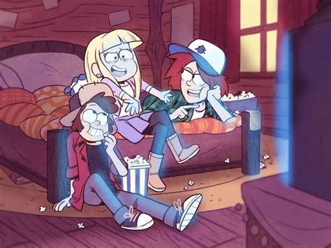 Older Dipper Pacifica And Wendy Watching Movies Gravity Falls