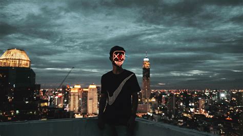 1600x900 Mask Neon Guy 4k 1600x900 Resolution Hd 4k Wallpapers Images