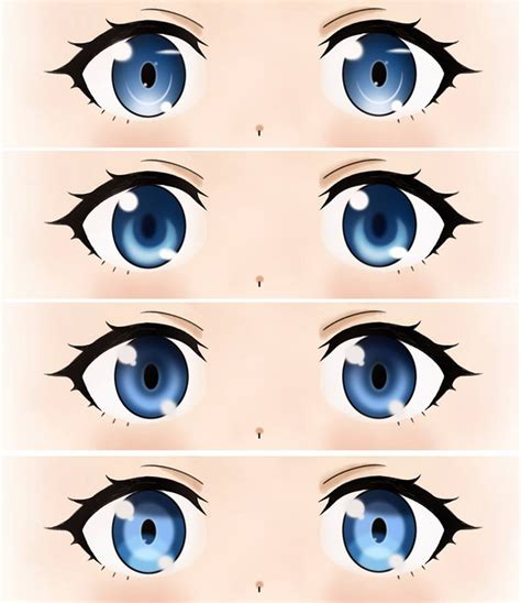 Four Different Types Of Blue Eyes Are Shown In This Drawing Technique