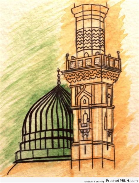 Drawing Of Al Masjid An Nabawi The Prophet S Mosque In Madinah Saudi