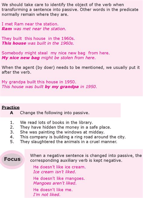 Grade Grammar Lesson Transformation Passive Voice English