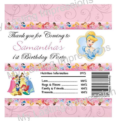 Disney Princess Personlized Candy Bar By Sosweetcandybuffets
