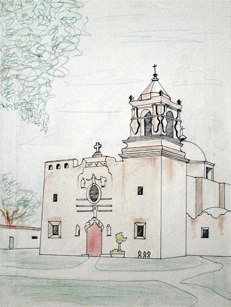 Mission San Jose Drawing By Marc Pouhe Fine Art America