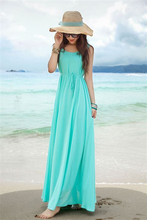 Sexy Girl Beach Wear Solid Color Gowns Sleeveless Round Neck Maxi Dress On Luulla