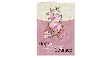 Breast Cancer Pink Ribbon Hope Love Courage Card 2 Zazzle