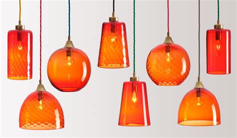 Exquisite Glass Pendant And Wall Lights Handblown In England Orange Pendant Light Glass