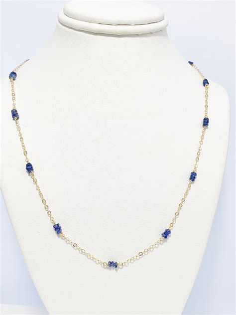 Sapphire Station Necklace In Gold Or Silver September Birthstone