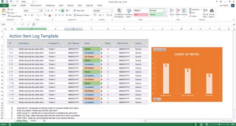 Action Item Log Ms Excelword Software Testing Templates