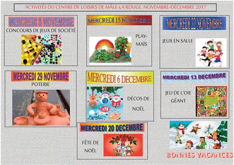 Accueil De Loisirs Du Mercredi Le Programme Des Mois De Novembre Et