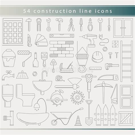Construction Thin Line Icons Stock Illustrations 16237 Construction